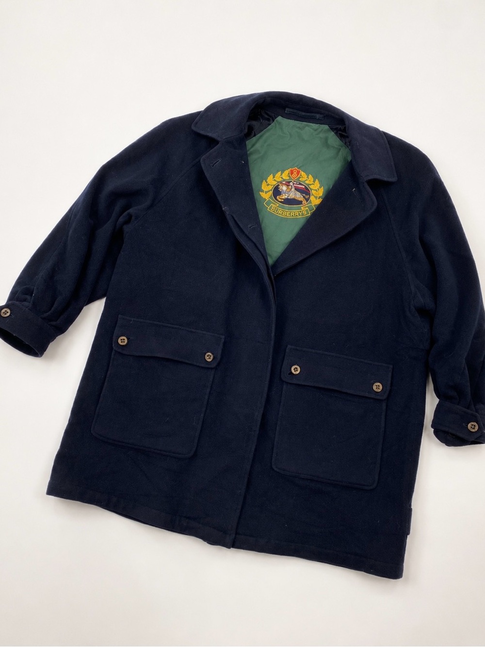 Vintage Burberrys House of Scotland Cashmere Wool Navy Jacket